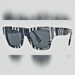 Burberry Ernest BE4360 399487 49mm Check White Black w/Dark Grey Lens Sunglasses